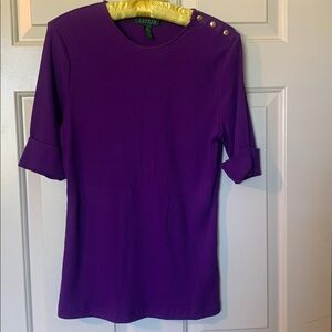 Ralph Lauren Purple s/s brass button neck size L